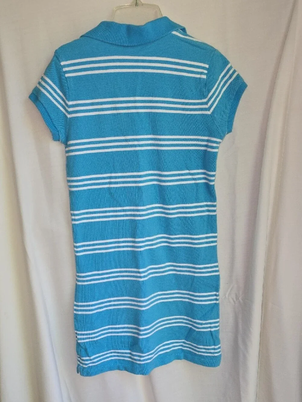 Ralph Lauren Girls' Teal and White Striped Polo Dress